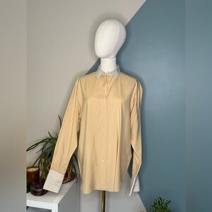 Vintage Burberrys 100% Silk Blouse Contrast Ivory Collar Cuffs Hong Kong Made 10